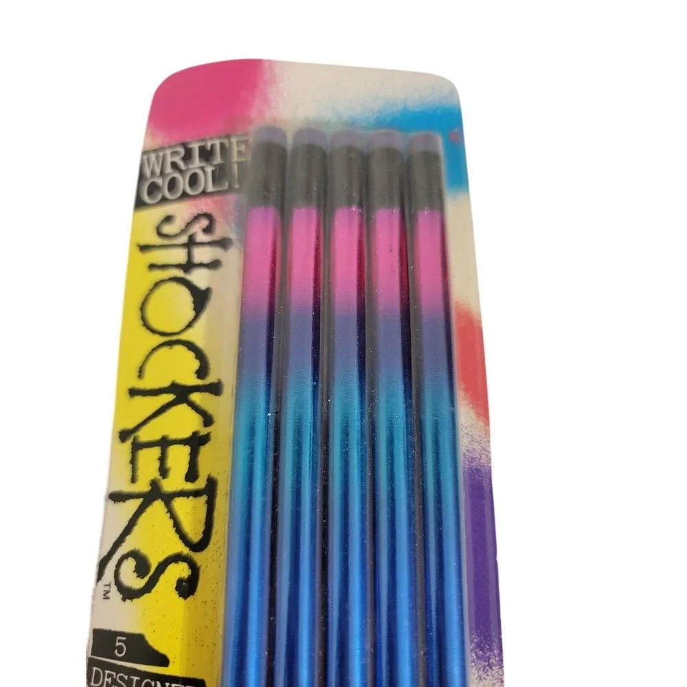 Vintage 1990 Pentech Shockers Write Cool Metallic Rainbow HB Pencils NOS USA